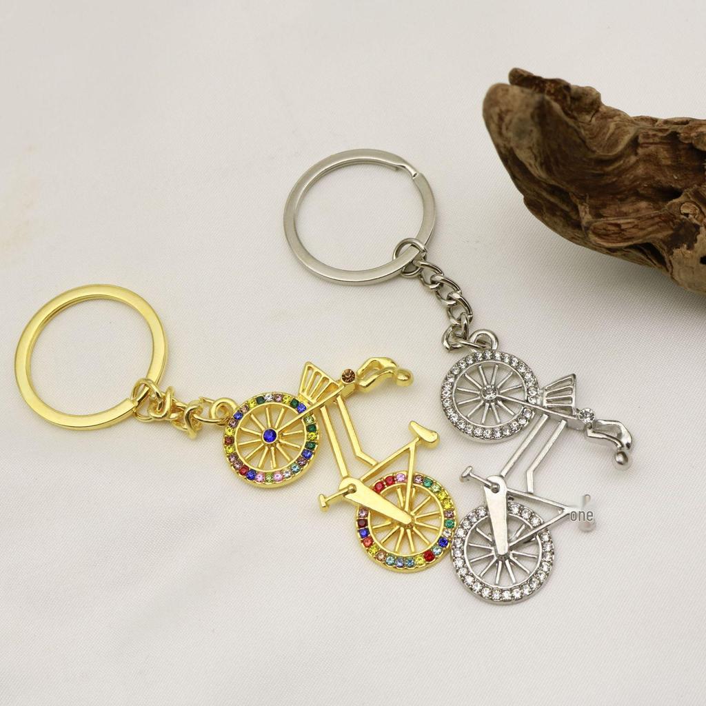 Elegant Rhinestone Bicycle Keychain Pendant