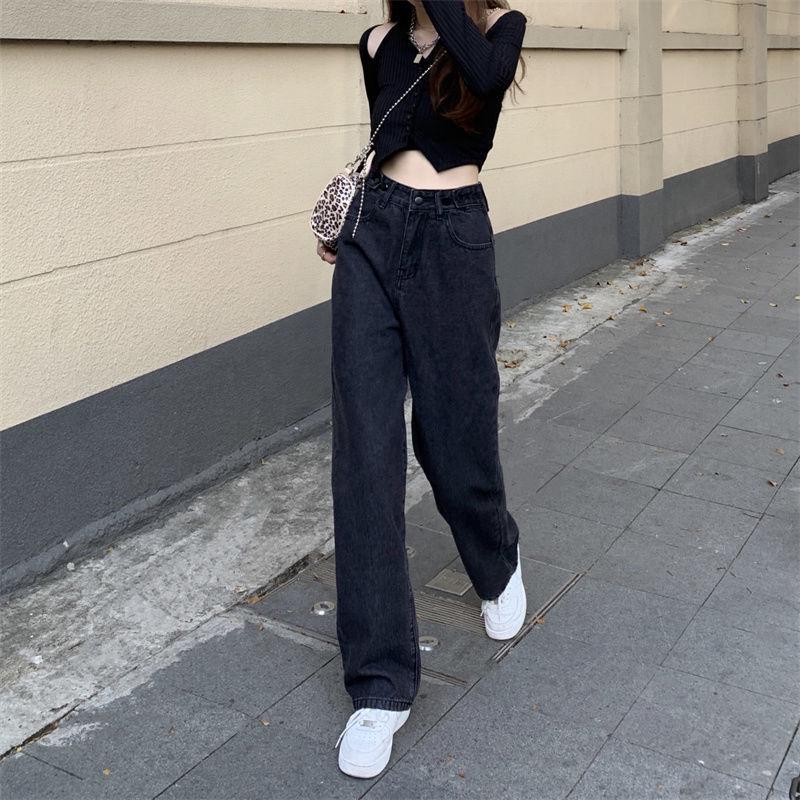 Retro High-Waist Women's Wide-Leg Jeans: Slim, Loose, Korean-Style