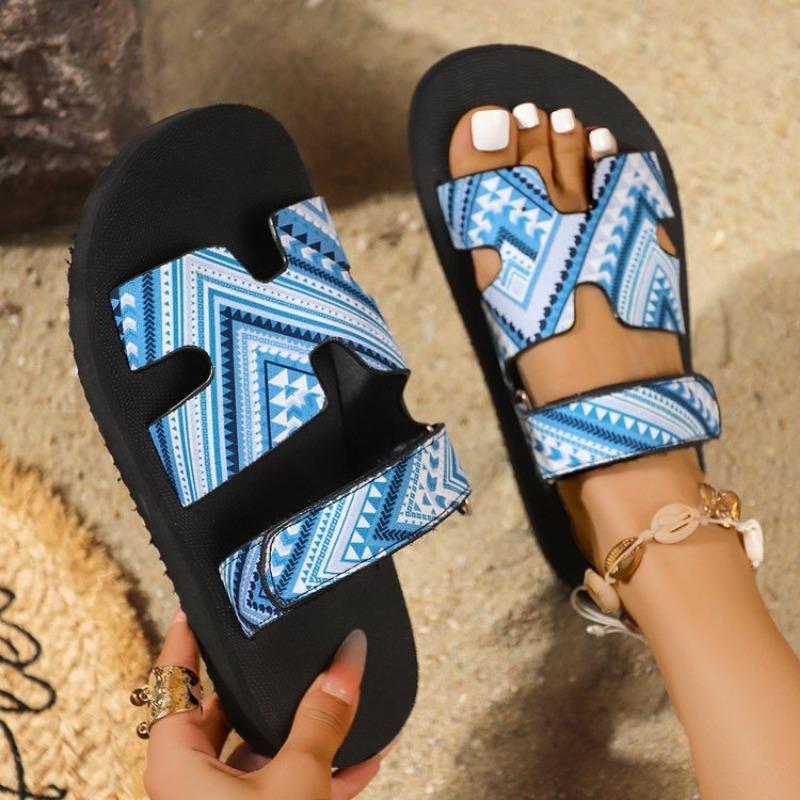 Large size platform slippers women's summer new style Velcro lightweight outer wear Zhuotian sandals