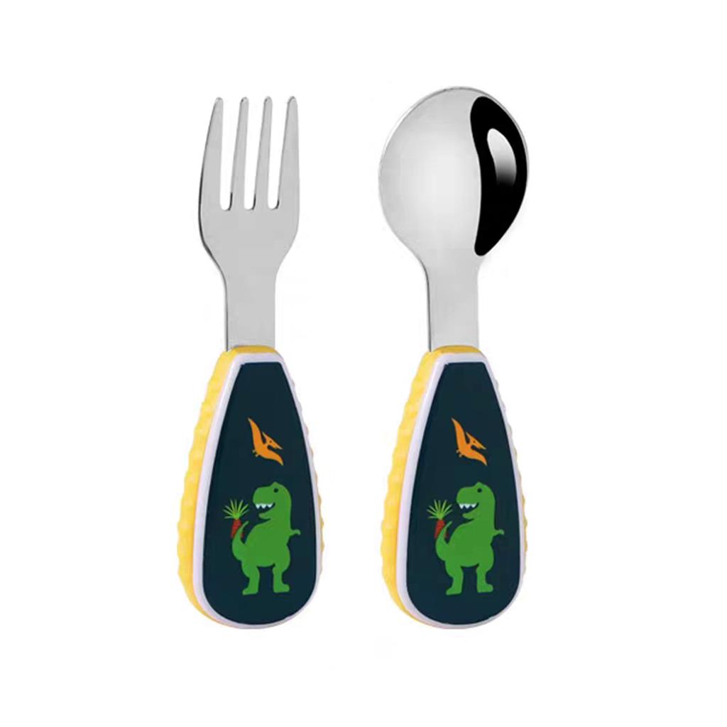 2PCS Cartoon Spoon and Fork Set Lion Rocket Unicorn Cartoon Cutlery 304 Stainless Steel Sturdy and Durable