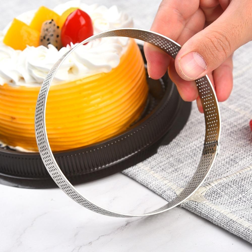 12 Piece Stainless Steel Perforated Tart Ring 8 CM Pastry Mold Durable Mousse Cake Ring  Bakery
