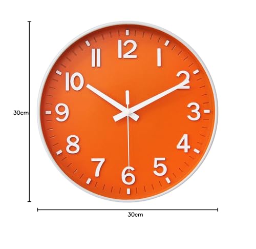 HZDHCLH Wall Clock, Stylish, Quiet, Scandinavian (Orange White)…