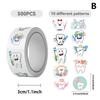 500pcs/Roll Dental Stickers Cartoon Decoration Tooth Shaped Sticker Label Sticker Dentistry Dental Clinic Decals Dental Supplies
