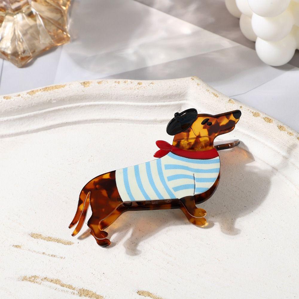 Acetic Acid Sausage Dog Hair Clip Animals Cartoon Hairpin Sweet Dachshund Hair Claw Travel