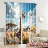 2pcs, 2D FLAT PRINTING Curtains (Without Rod) Savanna Glow Contemporary Modern Curtains Versatile Fabric Curtains All Seasons