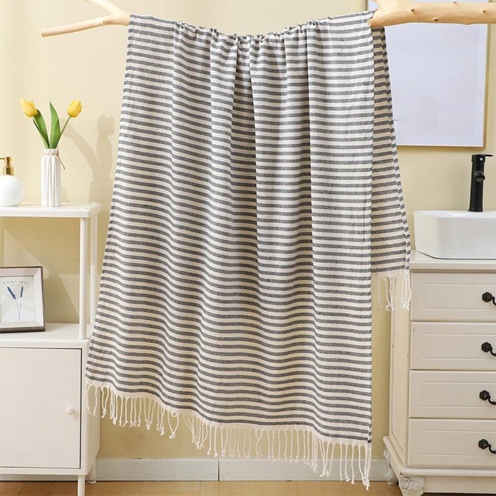 With Tassel Sports Bath Towel Polyester-cotton Swimming Towel Simple Travel Blanket  Spa