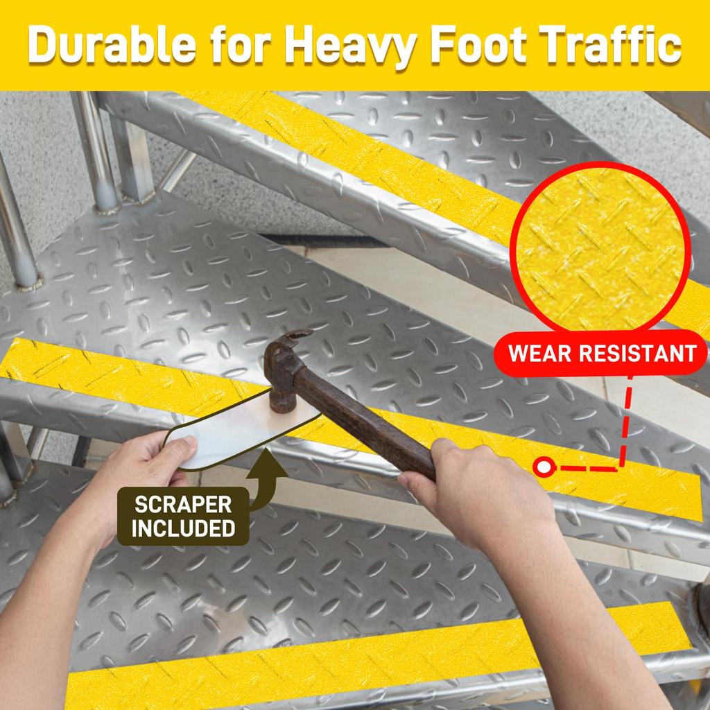 LifeGrip Aluminum Anti-Slip Traction Tape 5cm X 4.6M Non-Textured Smooth Surface Best Grip Stair Safety Step Stool Indoor Outdoor Yellow