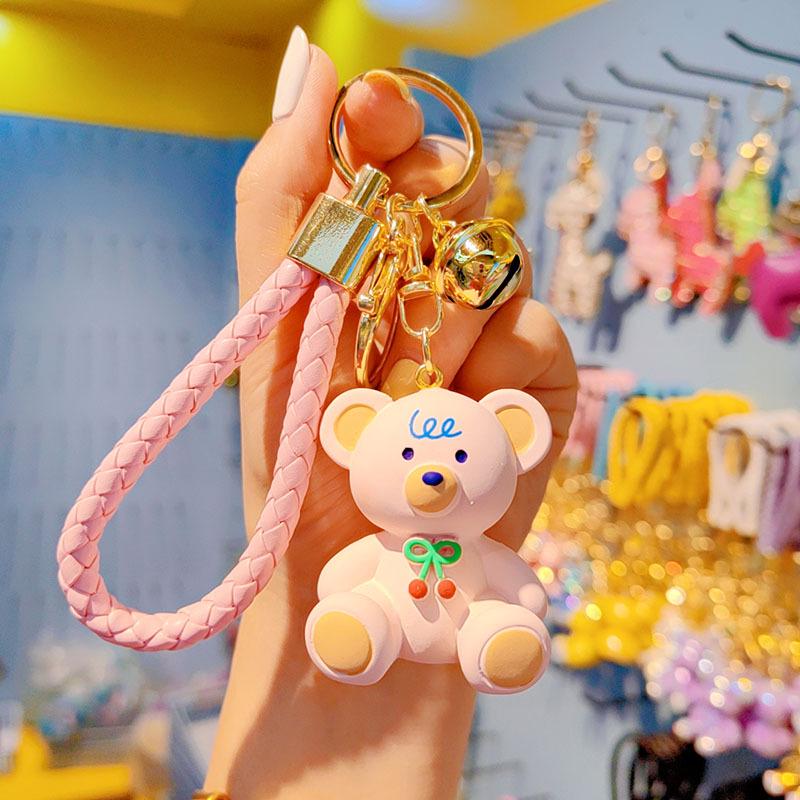 Creative Cherry Bear Resin Keychain - Cute, Fashionable Backpack Pendant for Women