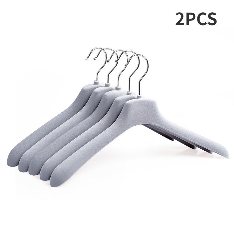 

Вешалка для костюма из бархата шириной 4 см, 2 нескользящие вешалки для пальто с поворотным крючком на 360°, многофункциональная стойка для хранения вещей для женщин и мужчин 2PCS серый