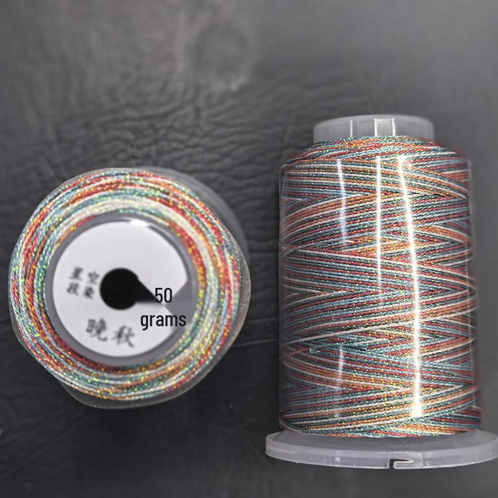 Starry Sky Gradient Yarn: 6-Strand Purple Illusion Tassel for DIY Bracelet & Handmade Weaving Accessories.