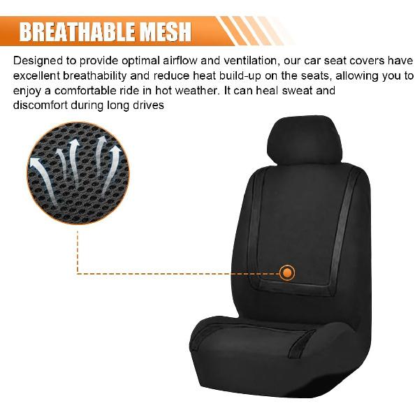 Car Seat Covers, Breathable Comfortable Automotive Seat Protectors, Anti-Slip Front Seats Covers Airbags Compatible, Universal Washable Vehicle