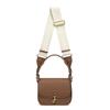 Vintage Women's PU Leather Crossbody Bag with Canvas Strap & Metal Clasp – Classic Brown Shoulder Handbag for Daily Use & Work