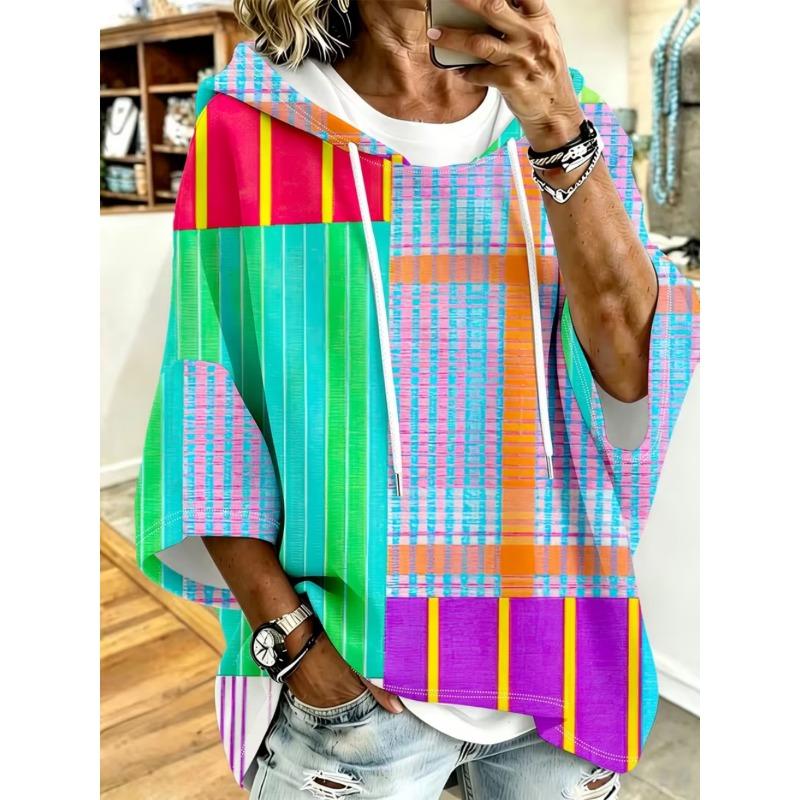 Damen Kapuzenpullover lässig mit halbem Ärmel