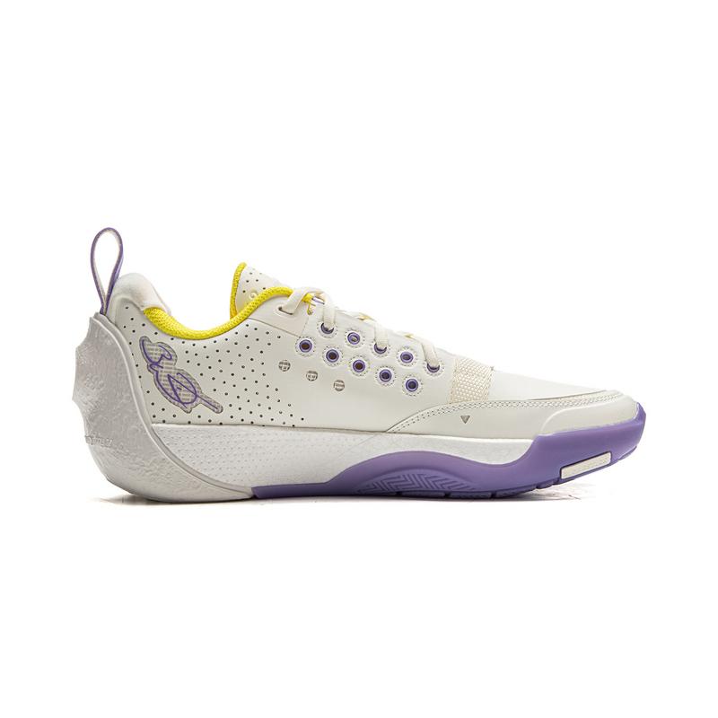 Li Ning Trendy Comfortable Low Top Basketball Shoes Men Sneaker White Purple Yellow ABAV001-21