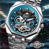 Tourbillon Vydlabané Silně Luminiscenční Měsíční Fáze Mechanické Hodinky pro Muže, Plně Automatické Obchodní Hodinky, Sváteční Dárek, Hodinky z Nerezové Oceli
