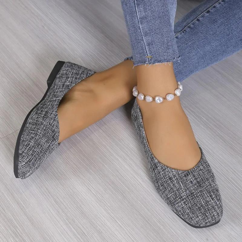 Fashion Spring and Autumn New  Flat Shoes for Women Outwear Solid Color Oversized Shallow Cut Shoes Simple Knitted Comfort Footwear