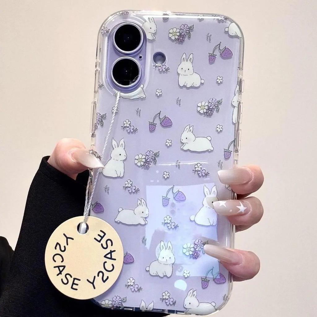 Purple Rabbit Phone Case For Apple iPhone 17 ProMax- Silicone Shockproof Cute Simple Cases Full Cover On iPhone 17/16/15/14/13/12/11/Pro/ProMax/Plus