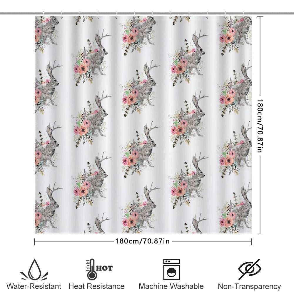 Floral Shower Curtain Nature Botanical Pattern Waterproof Bathroom Decor Vintage Farmhouse Rustic Home Decor Washable Fabric