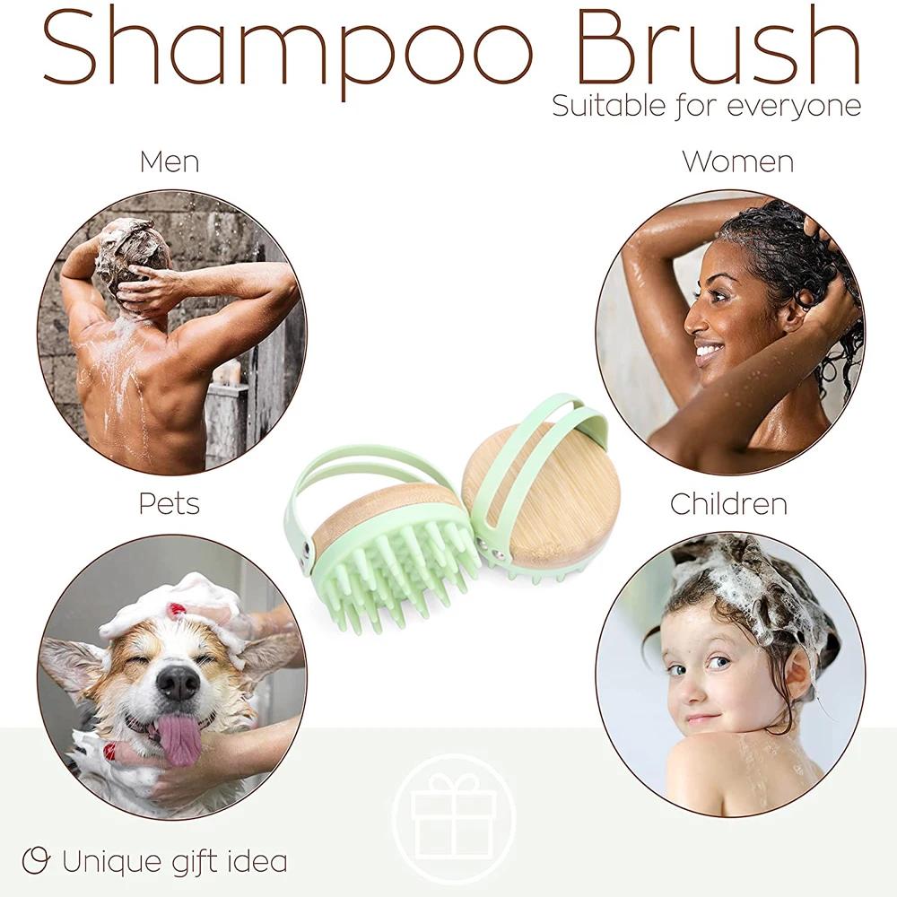 New Scalp Massager Shampoo Brush Wooden Wet and Dry Hair Scalp Care Brush Shower Brush Scalp Scrubber Exfoliator Body Massager
