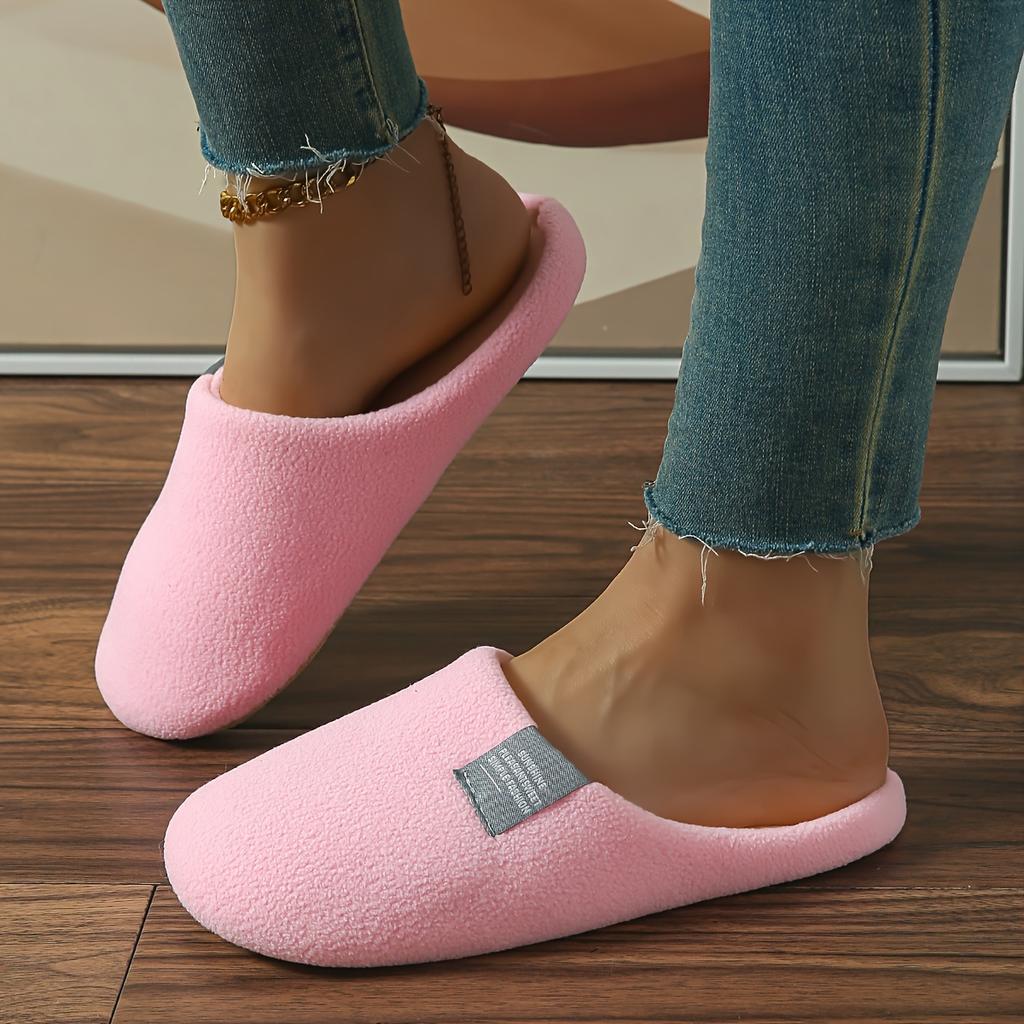 Cozy Plush Slip-On House Slippers for Women Soft Sole Warm Fuzzy Fabric Comfortable Indoor Footwear