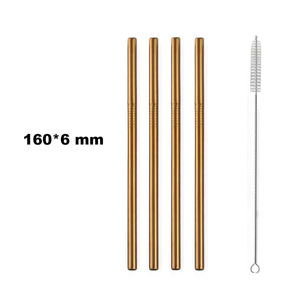 Fruit Juice Straws Mini 160mm Short Rainbow Stainless Steel Metal Straws Straight Bend Reusable Drinking Small 4Straw 1prush