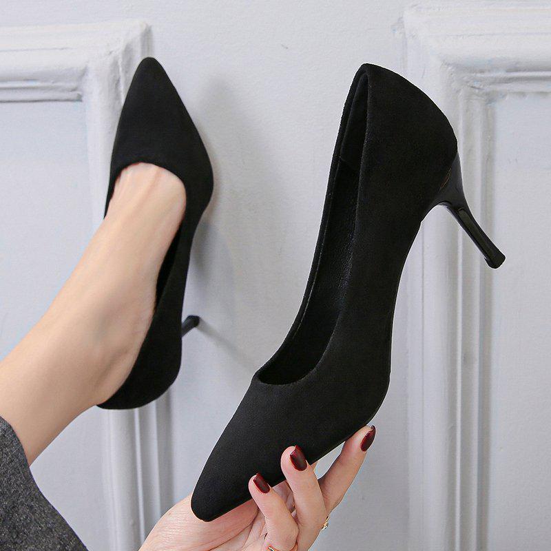 Damen-Stilettos aus Wildleder in Übergröße - Schwarze Spitze, Frühjahrs-/Herbstkollektion