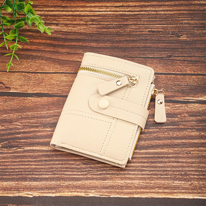 Ladies' Multi Zipper Pocket Wallet with Buckle Closure, Credit Card Slot, and ID Card Clip  Fashionable Daily Carrying Mini Wallet
