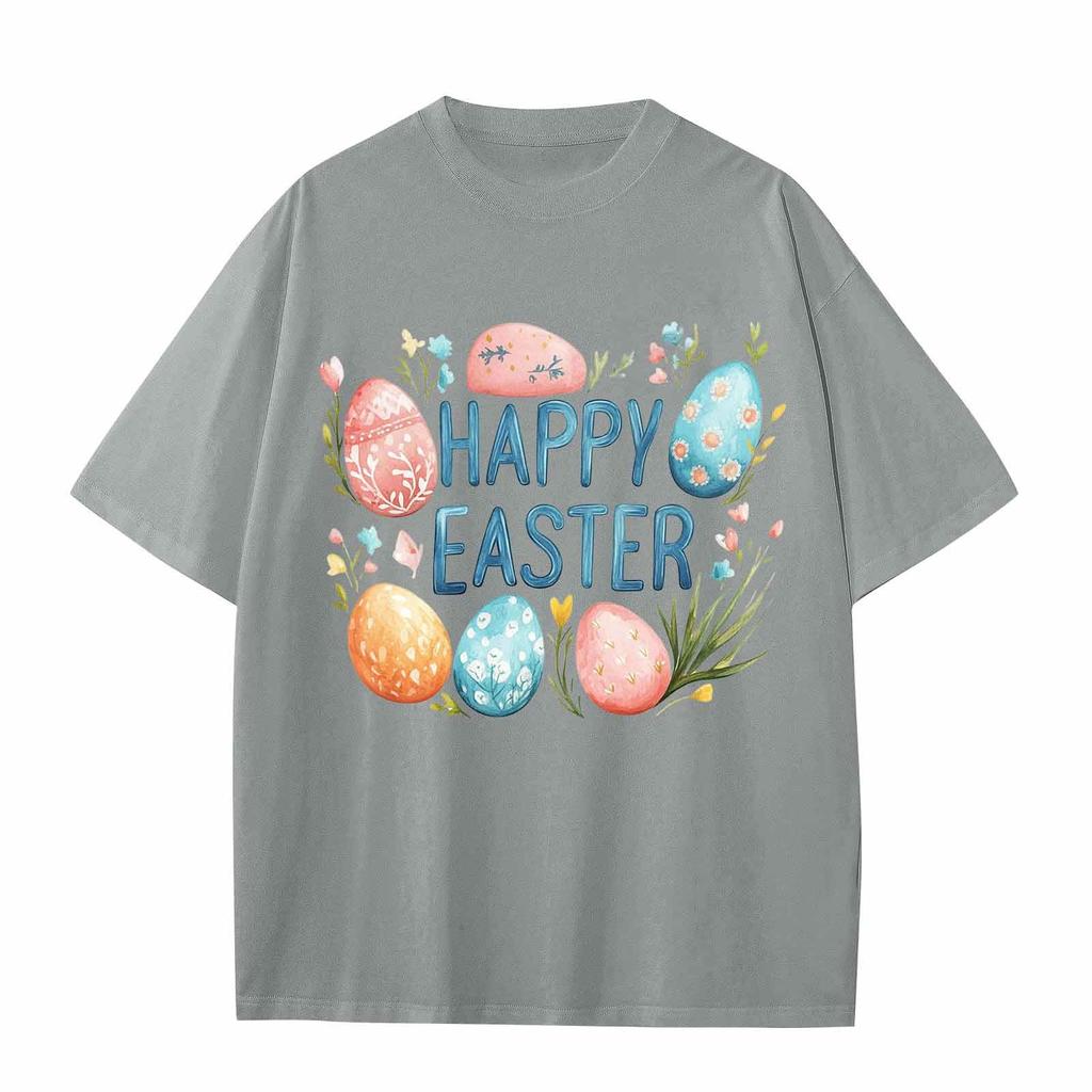 Pojkar och flickor Casual Lös Påsktryck T-shirt Rund Halsad Pullover Kortärmad Topp