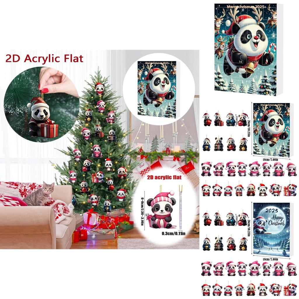 Christmas Panda Countdown Calendar With Acrylic Components And Festive Collectible Items