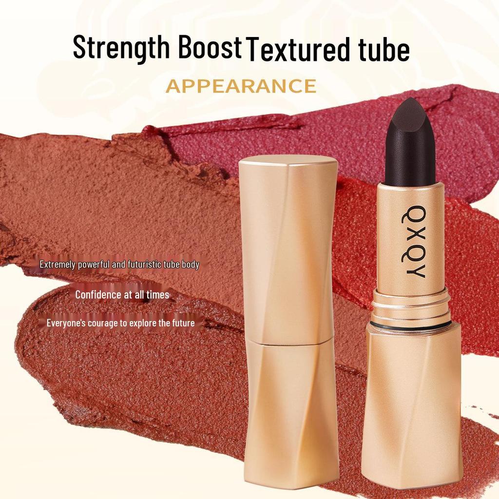 QXQY Schwarzer Samt-Matter Lippenstift - Langanhaltend, Wasserdicht, Retro Bohnenpasten-Farbton für Frauen