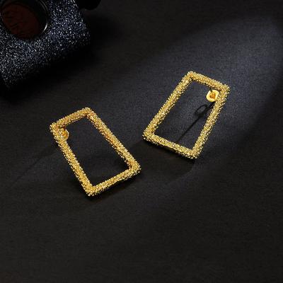 New Trendy Fashion Temperament Exaggerated Geometric Irregular Square Stud Earrings