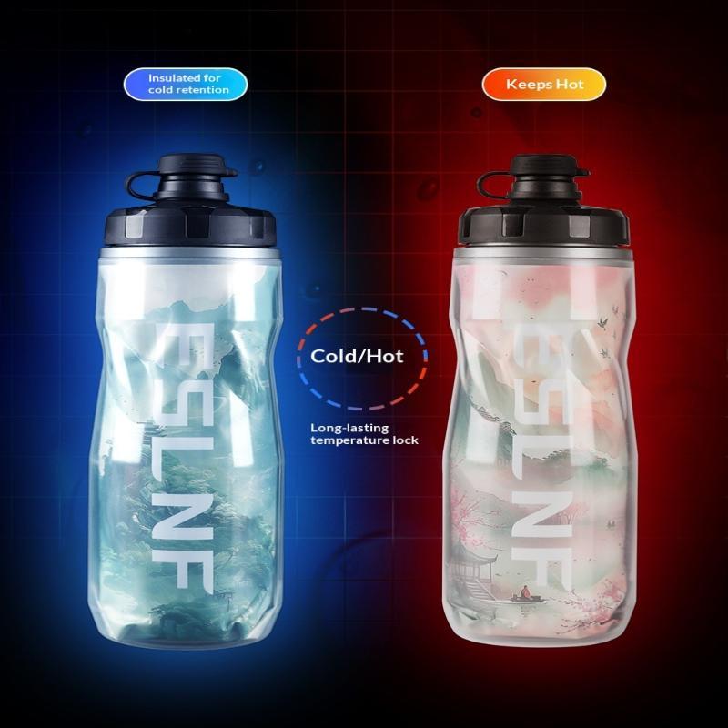 610ml Insulated Bike Water Bottle PP Heat & Cold Retention Leakproof Reusable Drink Cup for Picnic Camping Cycling