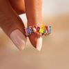 Ladies' Asymmetrical Color Synthetic Zircon Ring, Eye-catching Jewelry, Stackable Ring, Daily Wear