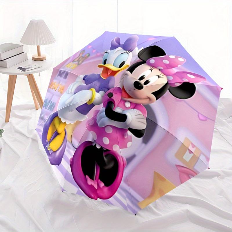 

1pc Minnie Mouse & Daisy Duck Automatic Opening Folding Umbrella - 8 Bone Iron Frame, Portable Design, Outdoor Use, Festive Gift for Fans, T