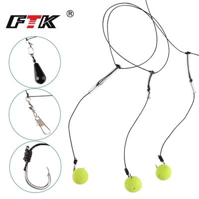 FTK 3-in-1 Carp Bait 15-40g Fish Cage Free 4 Rope Hook High Carbon Steel Metal Feeder Sinking Artificial Bait Accessories