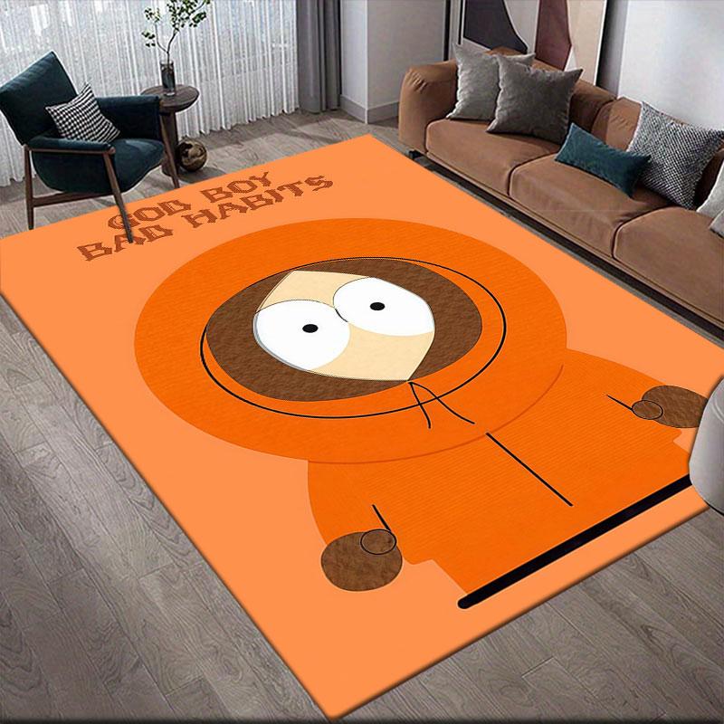 Kenny McCormick Flannel Printed Carpet, Home Sofa Decoration for Living Room & Bedroom, Non‑Slip Play Flannel Floor Mat for Game Room