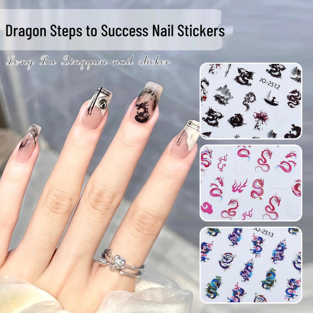 

2024 Dragon Nail Art Stickers: Chinese Calligraphy & Auspicious Clouds