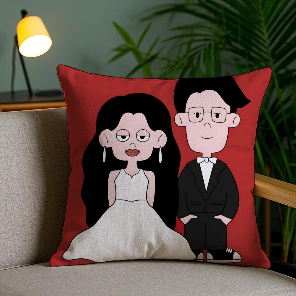 Cute Cartoon Couple Cushion Cover Soft Short Plush Double-Sided Printing Home Decor Machine Washable Pillow Case Gift