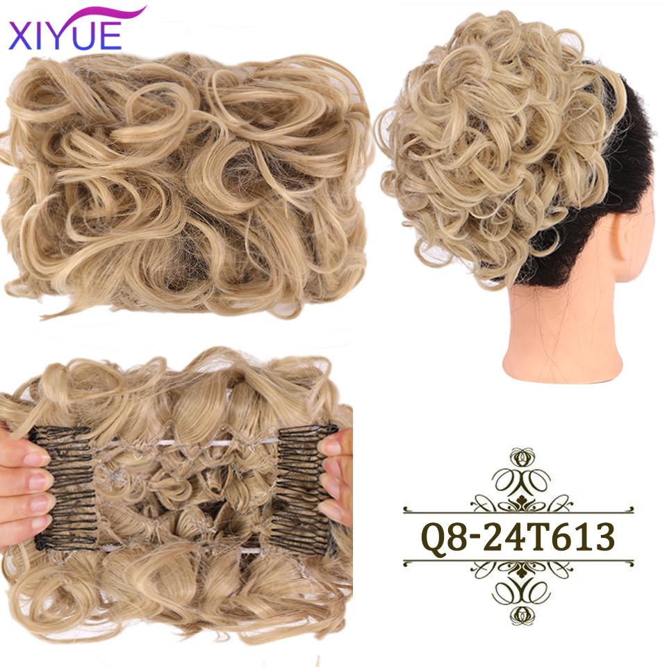 LARGE Comb Clip In Curly Hair Extension Synthetic Hair Pieces Chignon Women Updo Cover Hairpiece Extension Hair Bun
