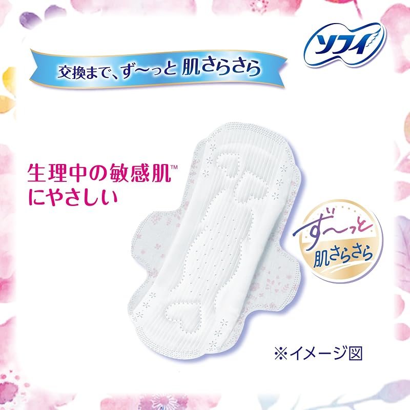 Sofy Hadaomoi Ultra-Thin Slim Sanitary Napkins, for heavy flow during the day to normal flow, 21cm, with wings, 72 pads (24 pads x 3)
