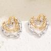 2026 New Gold Silver Color Heart Splice Stud Earrings for Women Fashion Metal Double Layer Heart Geometric Earrings Jewelry