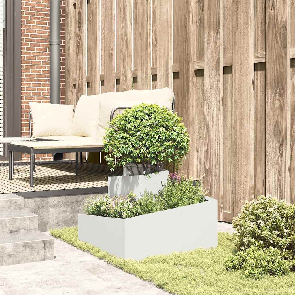 Garden Planter White 60 X 60 X 50 Cm Cold Rolled Steel