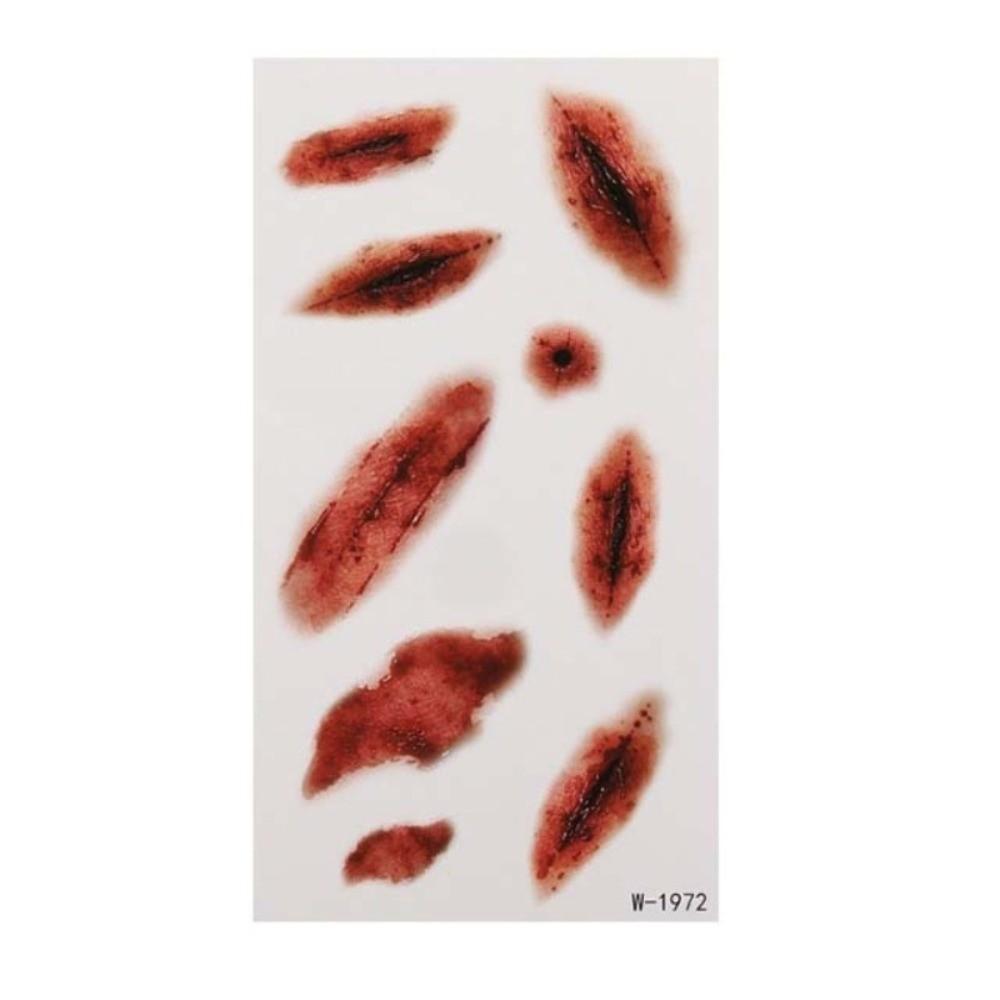 Zombie Cosplay Halloween Tattoo Stickers Bloody Makeup Body Art Scar Decals  Photo Props