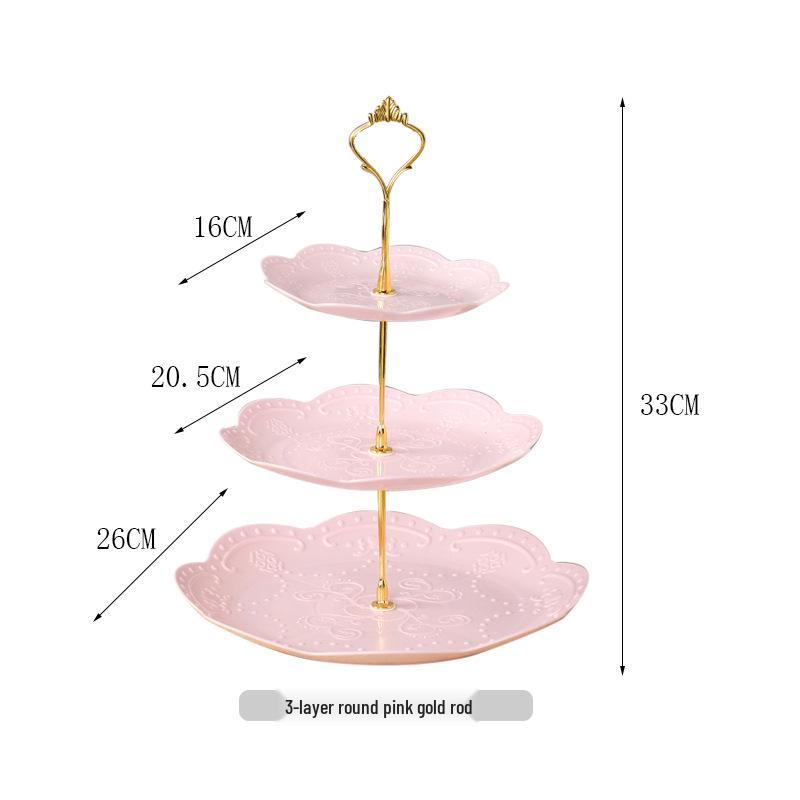 Trzypoziomowy europejski stojak na ciasto do popołudniowej herbaty - Kreatywna wielowarstwowa plastikowa taca na desery i talerz na owoce