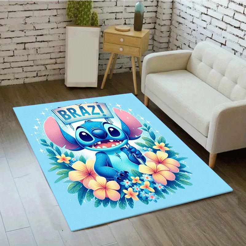 1pc Stitch Flowers Pattern Area Rug Soft Flannel Floor Mat for Living Room,Office,Bedroom and Carpet,Sofa Coffee Table Floor Mat