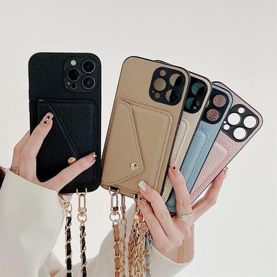 Lanyard Crossbody Wallet Phone Case for IPhone 16 15 14 13 12 11 Pro Max XR XS 8 7 SE 2 3 Card Holder Chain Strap Cord Bag Cover