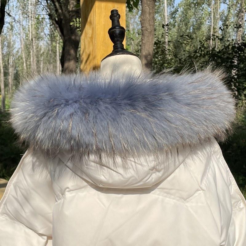 Raccoon Fur Collar Natural Fur Collar Winter Women Scarves Winter Female Gray Fur Collar Shawl Long Warm Genuine Fur Scarf
