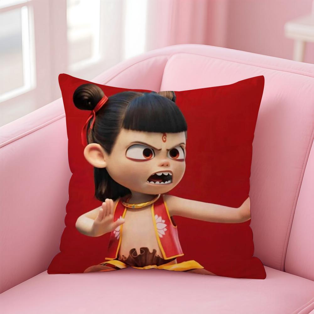 Animated Movie Nezha Cushion Cover Comfortable Reversible Pillow Cover Ideal for Car Sofa Bedroom & Beyond