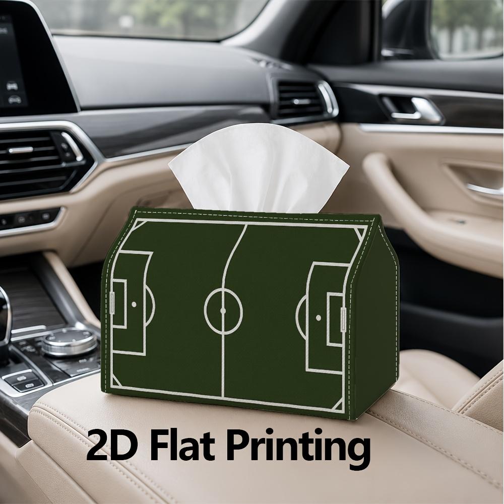 1pc, 2d Flat Printing, Tissue Box Soccer Field Design Pattern Printed Tissue Box, Suitable for Home Gatherings, Car Decoration Tissue Storage Containe