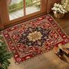 Vintage Boho Non-Slip Doormat Retro Floral Design Red Beige Indoor Outdoor Entryway Mat with Rubber Backing Home Decor Area Mat